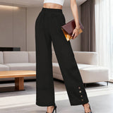 Solid-Colored Casual Loose Casual Pants