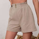 Stylish Solid Color Cotton And Linen Shorts