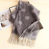 Elegant Camellia Cashmere Feel Tassel Scarf Wrap_Cwasc03244