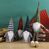 PLAID CHRISTMAS FACELESS DOLL FIGURINE DECORATION_CWMM2854