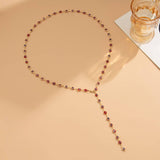 FASHIONABLE COLORFUL CRYSTAL Y SHAPED NECKLACE_CWMM3148