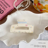 CUTE ACRYLIC FLORAL PLAID BOW HAIR CLIP SHARK CLIP_CWAHA2632