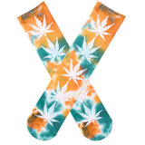 Tie-Dyed Maple Leaf Pattern Socks_Cwms0253