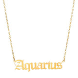 STAINLESS STEEL ZODIAC PENDANT CLAVICLE NECKLACE_CWMM2719