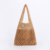 FASHION SOLID COLOR HOLLOW NET HAND WOVEN BAG_CWAB4691