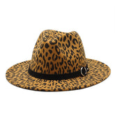 FASHION WOOL FELT HAT LEOPARD PRINT RETRO JAZZ HAT_CWAH2549