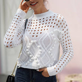 SOLID COLOR LOOSE KNIT CREWNECK PULLOVER SWEATER_cwoswl2345