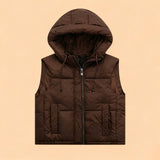 Solid-Color Simple And Casual Hooded Vest Jacket