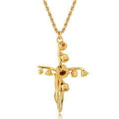 NEW CREATIVE DECEMBER CROSS FLOWER NECKLACE_CWMM3746