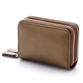HEAD LAYER COWHIDE DUAL ZIP ZIPPER LEATHER CARD BAG_CWAB3872
