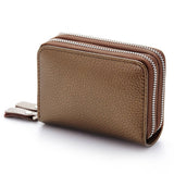 HEAD LAYER COWHIDE DUAL ZIP ZIPPER LEATHER CARD BAG_CWAB3872