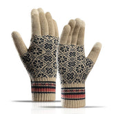 Womens Knit Gloves Jacquard Fleece Touchscreen_Cwmm1486