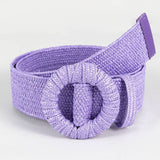 POPULAR ELASTIC ROUND BUCKLE STRAW BELT_CWABE0441