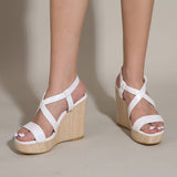 SOLID COLOR SQUARE TOE CROSS STRAP HIGH HEELS_CWSHS0645