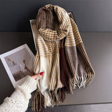 Colorblock Plaid Tassel Scarf Wrap For Winter_Cwasc03275