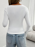 Womens Slim-Fit U-Neck Long Sleeve Top