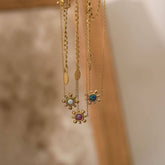 DELICATE SMALL SOLID COLOR SUNFLOWER NECKLACE_CWMM5553