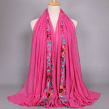 Embroidered Cotton Scarf Long Veil Shawl_Cwmm2002