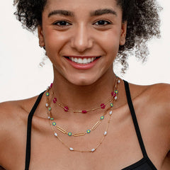 COLORFUL BEADED NECKLACE DOPAMINE CLAVICLE CHAIN_CWMM3677