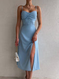 Trendset Waist High Split Halter Dress