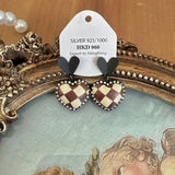 Trendy Black Heart-Shaped Earrings