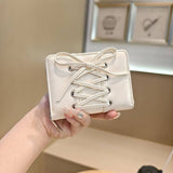 Solid Color Bow Pu Zipper Wallet, Large Capacity_Cwab06247