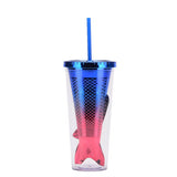 DOUBLE LAYER GRADIENT MERMAID TAIL WATER CUP_CWMM0985