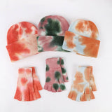 NEW WOOL TIE DYE GLOVES AND HAT TWO PIECE SET_CWMM2864
