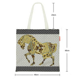 LARGE CANVAS TOTE WITH HORSE POKER DESIGN_CWAB5134