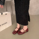 Vintage Square Toe Mary Jane Flats For Women
