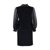 MESH STITCHING BEADED LOOSE PLUS SIZE DRESS_CWDSD6087