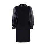 MESH STITCHING BEADED LOOSE PLUS SIZE DRESS_CWDSD6087