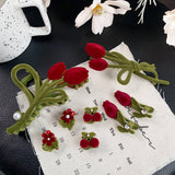 Alloy Flocking Tulip Hairpin Flower Grab Clip_Cwaha5997