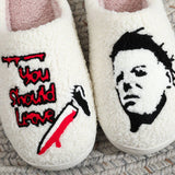 HALLOWEEN HORROR EMBROIDERED COTTON SLIPPERS_CWSHS0854