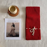 BOWKNOT WOOLEN KNITTED SOLID COLOR NARROW SCARF_CWASC2324