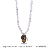 LAPIS TIGER EYE FATIMA HAND BEADED NECKLACE_CWMM7533