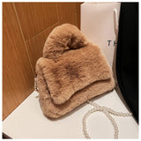 Womens Fluffy Fur Pearl Shoulder Bag_Cuab00594