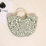 HALF ROUND SHOULDER BEACH TOTE STRAW BAG_CWAB1868