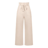 Women Tied Waist Wide Leg Office Work Pants