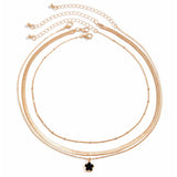 FIVE LEAF GRASS COLORFUL SNAKE BONE CHAIN NECKLACE_CWAJE1162