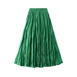 RUCHED PLEATED A LINE MIDI SKIRT_CWBMS0384