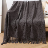 KNITTED TASSEL THIN BLANKET SOFA BLANKET_CWMM0183