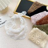 LACE FLORAL TRIANGLE SCARF NECK HAIR WRAP_CWASC0851