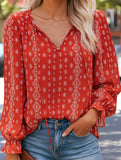 Floral Printed V-Neck Shirt ??Lightweight Elegant Women's Top