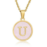 ROUND 18K GOLD STAINLESS STEEL 26LETTERS NECKLACE_CWAJE0683