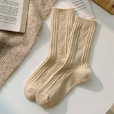 DIAMOND CHECK SOLID COLOR VINTAGE MID CALF SOCKS_CWMS1050