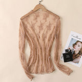 SEXY MESH BLOUSE LONG SLEEVE LACE TOP FOR WOMEN_CWTBLL3619