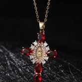 Zirconia Pendan Virgin Mary Cross Necklace_Cwmm5867