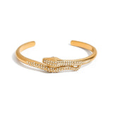 18K GOLD SNAKE OPEN BANGLE WITH ZIRCON NO FADE_CWAJE4699