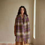 PURPLE PINK WOOL BLEND PLAID SCARF WINTER WARMTH_CWASC2334